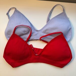 Gilly Hicks Red and Light Purple Bralettes